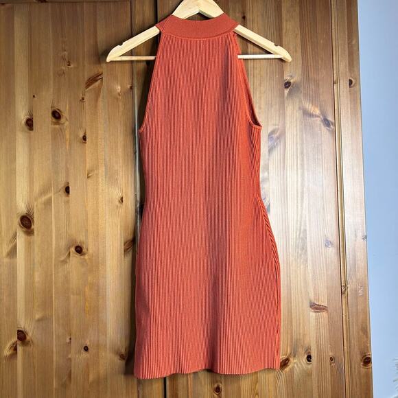 Babaton Aritzia Sculpt Knit Halter Dress Women’s Small Orange Mini Bodycon Club - Picture 6 of 9